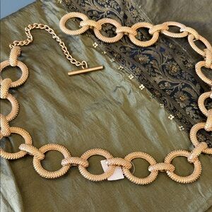 Gold Textured Chain Link Waist Belt - Women Jewelry